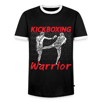 Kickboxing Warrior Kickboxer Fighter Boxing Sports - Men's Ringer Shirt - black/white - Front - AI Model Female 172 light (172cm) & AI Model Male 178 light (178cm)