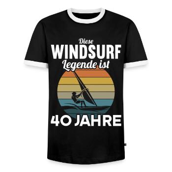 Diese Windsurf Legende ist 40 Jahre 40 Geburtstag - Männer Kontrast-T-Shirt - Schwarz/Weiß - Vorne - AI Model Female 172 light (172cm) & AI Model Male 178 light (178cm)