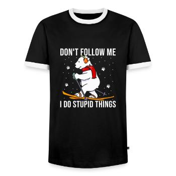 Skifahrer Ski Fahren Winter Schnee Bär Spruch - Männer Kontrast-T-Shirt - Schwarz/Weiß - Vorne - AI Model Female 172 light (172cm) & AI Model Male 178 light (178cm)