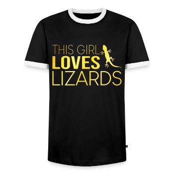 Cette fille aime les lézards - T-shirt contrasté Homme - noir/blanc - Devant - AI Model Female 172 light (172cm) & AI Model Male 178 light (178cm)