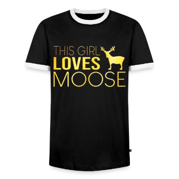 Cette fille aime l’orignal - T-shirt contrasté Homme - noir/blanc - Devant - AI Model Female 172 light (172cm) & AI Model Male 178 light (178cm)