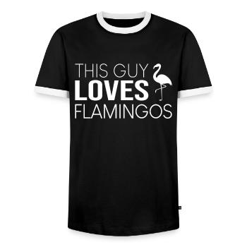This guy loves flamingos - Men's Ringer Shirt - black/white - Front - AI Model Female 172 light (172cm) & AI Model Male 178 light (178cm)