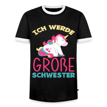 Einhorn Ich Werde Große Schwester - Männer Kontrast-T-Shirt - Schwarz/Weiß - Vorne - AI Model Female 172 light (172cm) & AI Model Male 178 light (178cm)