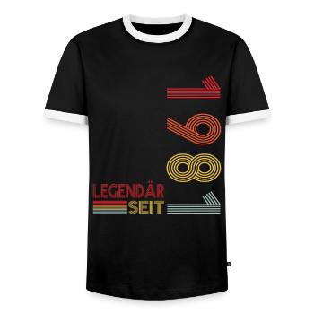 Geburtstag Geboren 1981 Mann Legendär seit 1981 - Männer Kontrast-T-Shirt - Schwarz/Weiß - Vorne - AI Model Female 172 light (172cm) & AI Model Male 178 light (178cm)