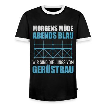 Morgens Müde Abends Blau Jungs Vom Gerüstbau - Männer Kontrast-T-Shirt - Schwarz/Weiß - Vorne - AI Model Female 172 light (172cm) & AI Model Male 178 light (178cm)