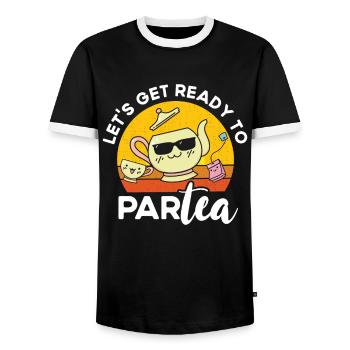 Tea Drinker Tea Lover Gift Tea - Men's Ringer Shirt - black/white - Front - AI Model Female 172 light (172cm) & AI Model Male 178 light (178cm)