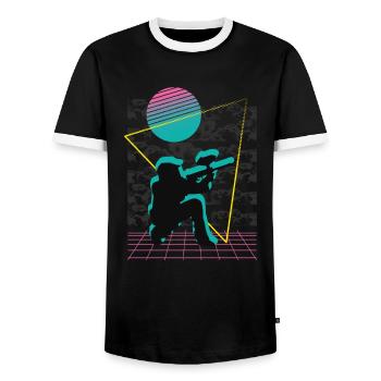 Vaporwave Paintball - Men's Ringer Shirt - black/white - Front - AI Model Female 172 light (172cm) & AI Model Male 178 light (178cm)