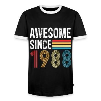 Awesome Since 1988 Geburtstag 1988 Vintage 1988 - Männer Kontrast-T-Shirt - Schwarz/Weiß - Vorne - AI Model Female 172 light (172cm) & AI Model Male 178 light (178cm)