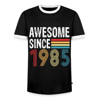 Awesome Since 1985 Geburtstag 1985 Vintage 1985 - Männer Kontrast-T-Shirt - Schwarz/Weiß - Vorne - AI Model Female 172 light (172cm) & AI Model Male 178 light (178cm)