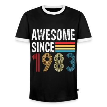 Awesome Since 1983 Birthday 1983 Vintage 1983 - Men's Ringer Shirt - black/white - Front - AI Model Female 172 light (172cm) & AI Model Male 178 light (178cm)