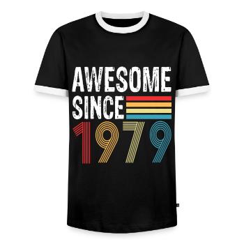 Awesome Since 1979 Birthday 1979 Vintage 1979 - Men's Ringer Shirt - black/white - Front - AI Model Female 172 light (172cm) & AI Model Male 178 light (178cm)