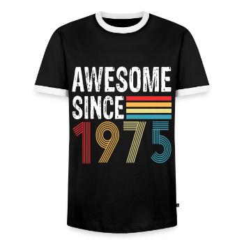 Génial depuis 1975 Anniversaire 1975 Millésime 1975 - T-shirt contrasté Homme - noir/blanc - Devant - AI Model Female 172 light (172cm) & AI Model Male 178 light (178cm)