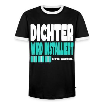 Dichter wird installiert - Männer Kontrast-T-Shirt - Schwarz/Weiß - Vorne - AI Model Female 172 light (172cm) & AI Model Male 178 light (178cm)