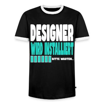Designer wird installiert - Männer Kontrast-T-Shirt - Schwarz/Weiß - Vorne - AI Model Female 172 light (172cm) & AI Model Male 178 light (178cm)
