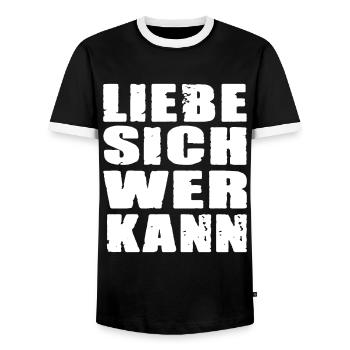 Liebe Sich Wer Kann für den Partner - Männer Kontrast-T-Shirt - Schwarz/Weiß - Vorne - AI Model Female 172 light (172cm) & AI Model Male 178 light (178cm)