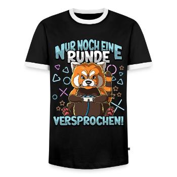 Nur noch eine Runde Zocken Gaming - Männer Kontrast-T-Shirt - Schwarz/Weiß - Vorne - AI Model Female 172 light (172cm) & AI Model Male 178 light (178cm)