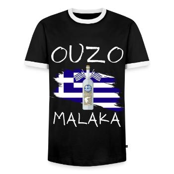 Ouzo Malaka - Männer Kontrast-T-Shirt - Schwarz/Weiß - Vorne - AI Model Female 172 light (172cm) & AI Model Male 178 light (178cm)