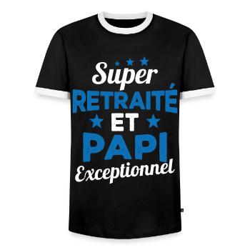 Super Retraité et Papi Exceptionnel Humour Cadeau - T-shirt contrasté Homme - noir/blanc - Devant - AI Model Female 172 light (172cm) & AI Model Male 178 light (178cm)