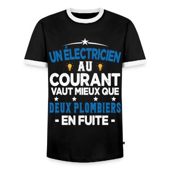 Homme Humour Papa Electricien électricien Cadeau - T-shirt contrasté Homme - noir/blanc - Devant - AI Model Female 172 light (172cm) & AI Model Male 178 light (178cm)