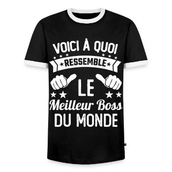 Homme Meilleur Boss Du Monde Cadeau - T-shirt contrasté Homme - noir/blanc - Devant - AI Model Female 172 light (172cm) & AI Model Male 178 light (178cm)