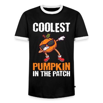 Dabbing Pumpkin Cool Halloween - Men's Ringer Shirt - black/white - Front - AI Model Female 172 light (172cm) & AI Model Male 178 light (178cm)