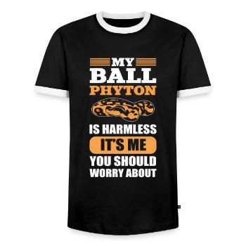 Mon python est un serpent exotique de reptile inoffensif - T-shirt contrasté Homme - noir/blanc - Devant - AI Model Female 172 light (172cm) & AI Model Male 178 light (178cm)