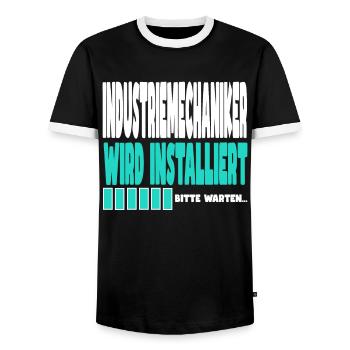 Industriemechaniker wird installiert - Männer Kontrast-T-Shirt - Schwarz/Weiß - Vorne - AI Model Female 172 light (172cm) & AI Model Male 178 light (178cm)