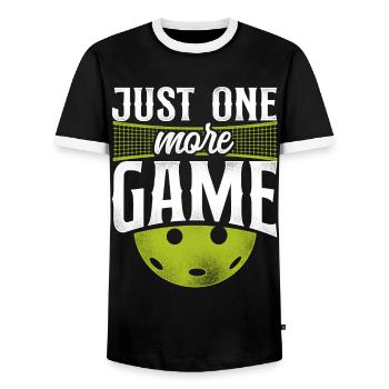 Pickleball Just One More Game - Men's Ringer Shirt - black/white - Front - AI Model Female 172 light (172cm) & AI Model Male 178 light (178cm)