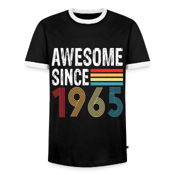 Awesome Since 1965 Birthday 1965 Vintage 1965 - Men's Ringer Shirt - black/white - Front - AI Model Female 172 light (172cm) & AI Model Male 178 light (178cm)