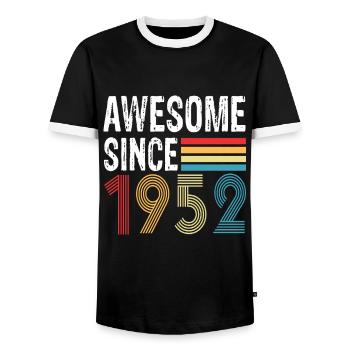 Awesome Since 1952 Birthday 1952 Vintage 1952 - Men's Ringer Shirt - black/white - Front - AI Model Female 172 light (172cm) & AI Model Male 178 light (178cm)