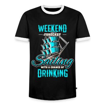 Voilier Marin Voilier Voilier - T-shirt contrasté Homme - noir/blanc - Devant - AI Model Female 172 light (172cm) & AI Model Male 178 light (178cm)