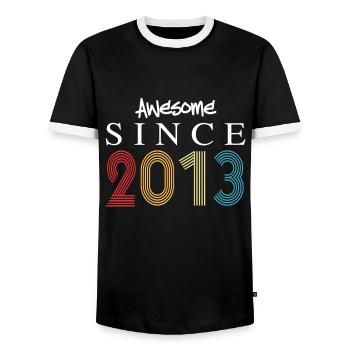 Awesome Since 2013 Birthday 2013 Vintage 2013 - Men's Ringer Shirt - black/white - Front - AI Model Female 172 light (172cm) & AI Model Male 178 light (178cm)