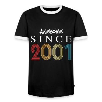 Awesome Since 2001 Birthday 2001 Vintage 2001 - Men's Ringer Shirt - black/white - Front - AI Model Female 172 light (172cm) & AI Model Male 178 light (178cm)