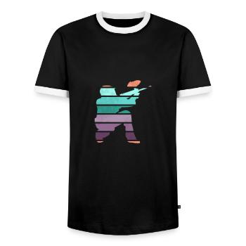 Paintball rétro - T-shirt contrasté Homme - noir/blanc - Devant - AI Model Female 172 light (172cm) & AI Model Male 178 light (178cm)