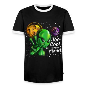 All Alien montre Peace disant de cool pour la planète - T-shirt contrasté Homme - noir/blanc - Devant - AI Model Female 172 light (172cm) & AI Model Male 178 light (178cm)
