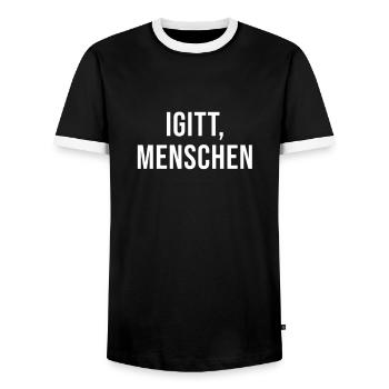 Igitt Menschen - Männer Kontrast-T-Shirt - Schwarz/Weiß - Vorne - AI Model Female 172 light (172cm) & AI Model Male 178 light (178cm)