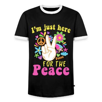 Hippie - Männer Kontrast-T-Shirt - Schwarz/Weiß - Vorne - AI Model Female 172 light (172cm) & AI Model Male 178 light (178cm)