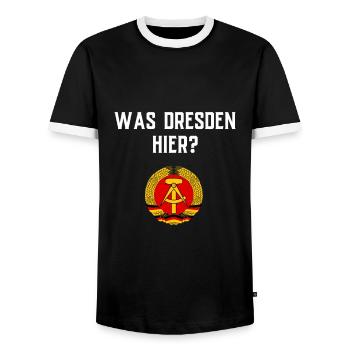 Ostdeutschland Geschenk Osten Ossi DDR Ostalgie - Männer Kontrast-T-Shirt - Schwarz/Weiß - Vorne - AI Model Female 172 light (172cm) & AI Model Male 178 light (178cm)