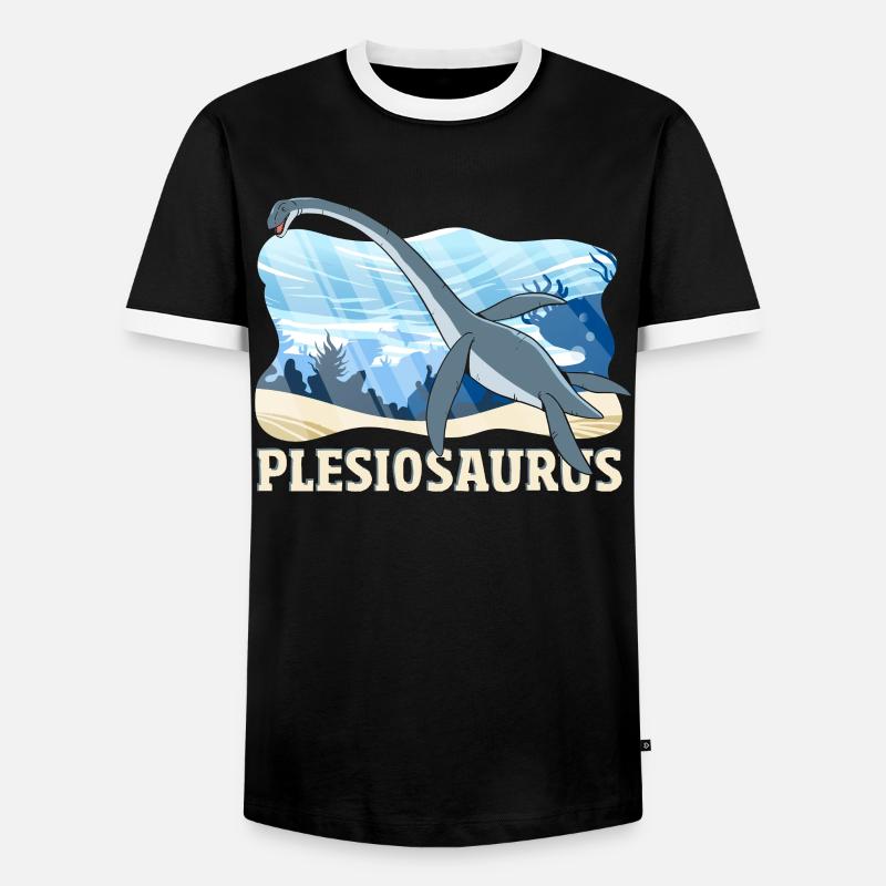 Plesiosaurus Dinosaur - Männer Kontrast-T-Shirt - Schwarz/Weiß