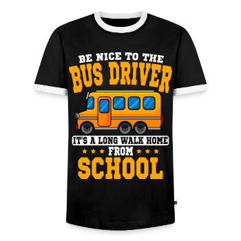 Sei Nett Zu dem Busfahrer Schulbus Bus - Männer Kontrast-T-Shirt - Schwarz/Weiß - Vorne - AI Model Female 172 light (172cm) & AI Model Male 178 light (178cm)