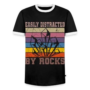 Vintage Retro Geologist Crystal Stone Collector - Men's Ringer Shirt - black/white - Front - AI Model Female 172 light (172cm) & AI Model Male 178 light (178cm)
