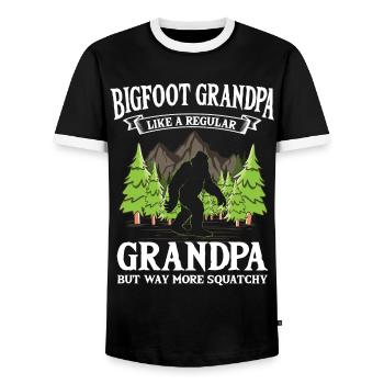 Bigfoot Like A Normal Grandpa Sasquatch Grandfather - Men's Ringer Shirt - black/white - Front - AI Model Female 172 light (172cm) & AI Model Male 178 light (178cm)