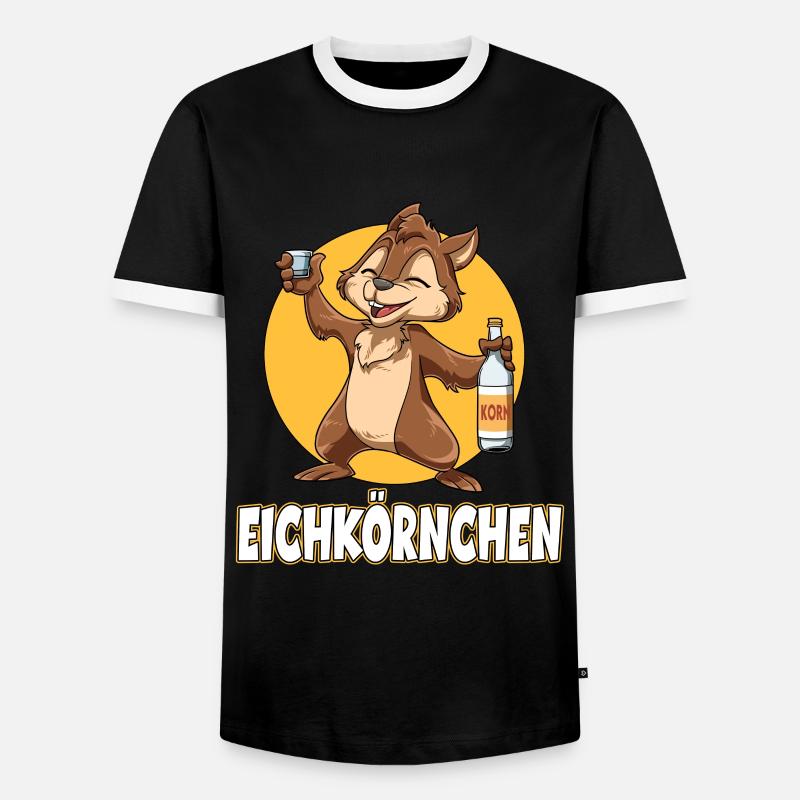 Eichkörnchen Eichhörnchen mit Korn - Männer Kontrast-T-Shirt - Schwarz/Weiß