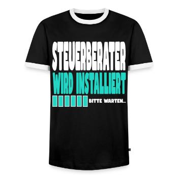 Steuerberater wird installiert - Männer Kontrast-T-Shirt - Schwarz/Weiß - Vorne - AI Model Female 172 light (172cm) & AI Model Male 178 light (178cm)