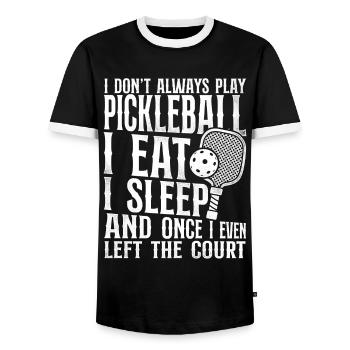 Pickleball I Don't Always Play - Men's Ringer Shirt - black/white - Front - AI Model Female 172 light (172cm) & AI Model Male 178 light (178cm)