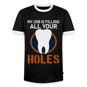Dentiste Cadeau dentaire Étudiant en médecine Dentiste - T-shirt contrasté Homme - noir/blanc - Devant - AI Model Female 172 light (172cm) & AI Model Male 178 light (178cm)