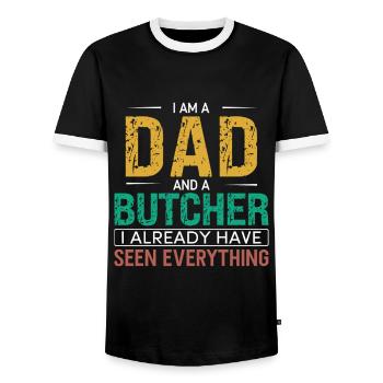 Butcher Cadeau Boucher Boucher Maître Boucher - T-shirt contrasté Homme - noir/blanc - Devant - AI Model Female 172 light (172cm) & AI Model Male 178 light (178cm)