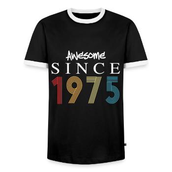 Génial depuis 1975 Anniversaire 1975 Millésime 1975 - T-shirt contrasté Homme - noir/blanc - Devant - AI Model Female 172 light (172cm) & AI Model Male 178 light (178cm)