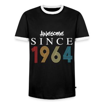 Awesome Since 1964 Birthday 1964 Vintage 1964 - Men's Ringer Shirt - black/white - Front - AI Model Female 172 light (172cm) & AI Model Male 178 light (178cm)