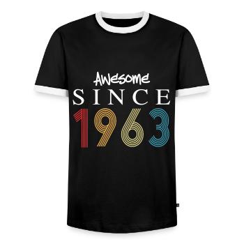 Awesome Since 1963 Birthday 1963 Vintage 1963 - Men's Ringer Shirt - black/white - Front - AI Model Female 172 light (172cm) & AI Model Male 178 light (178cm)